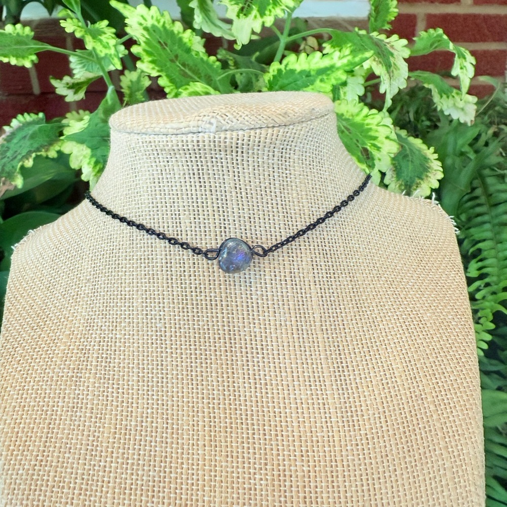 Amazonite set split crystal necklace - Picture 5 of 6